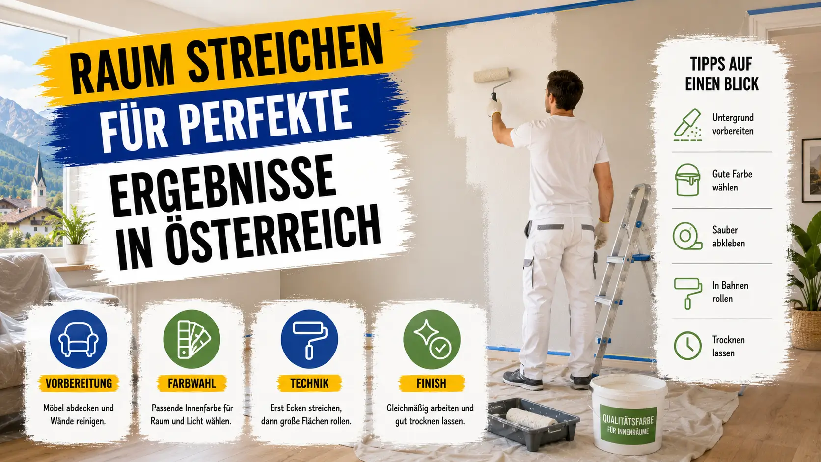 Raum streichen für perfekte Ergebnisse in Österreich