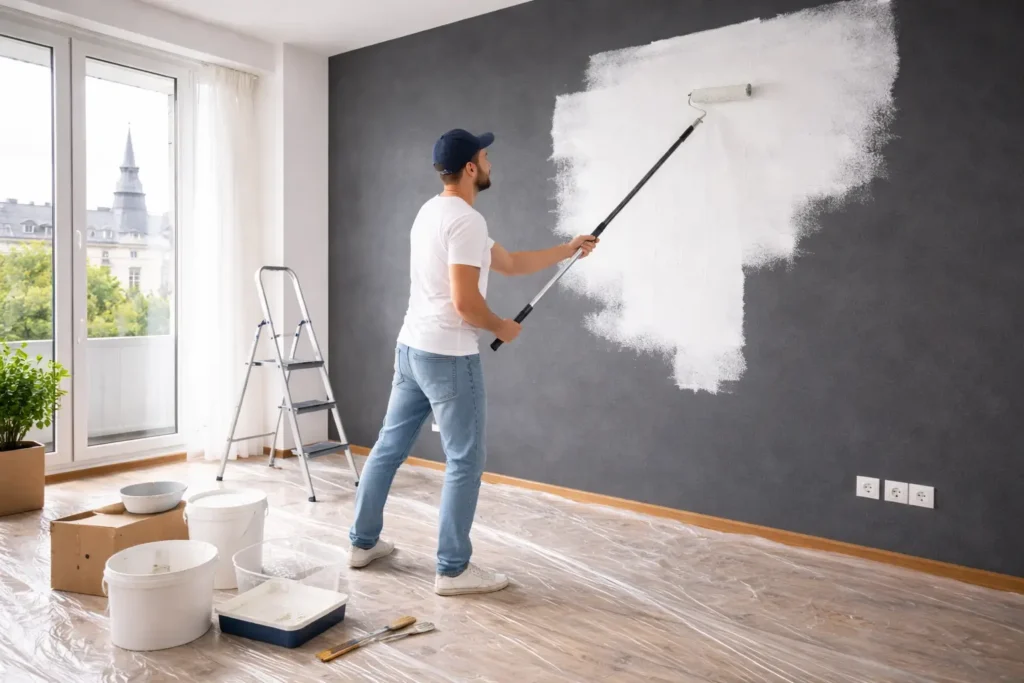 dunkle wand mit heller Farbe