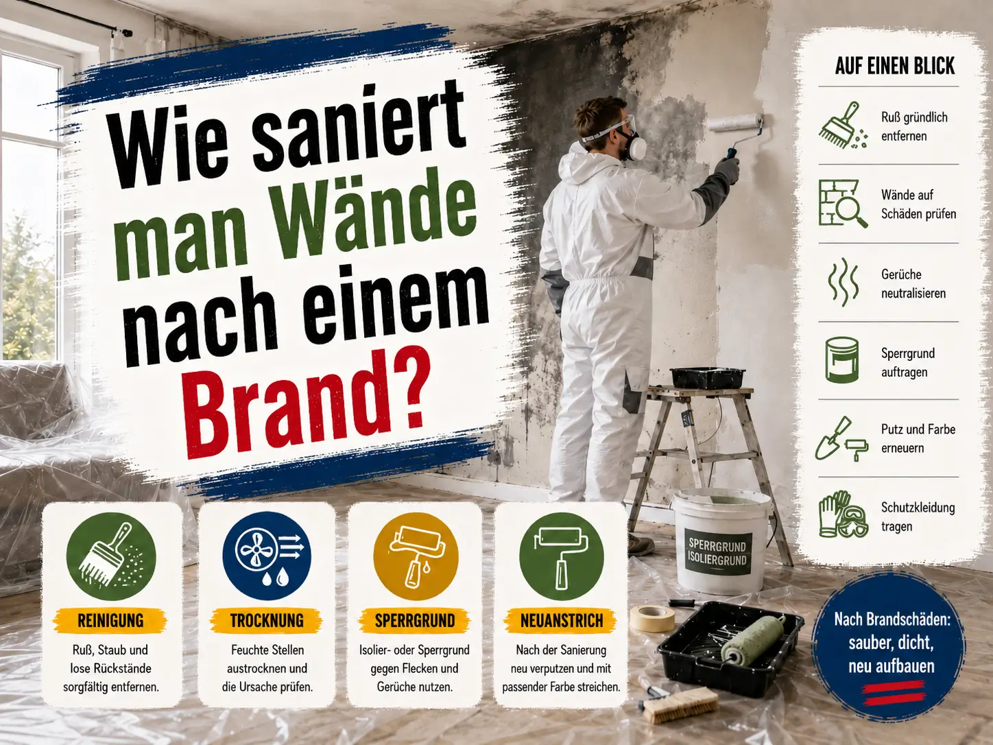 saniert man Wändle nach einem Brand